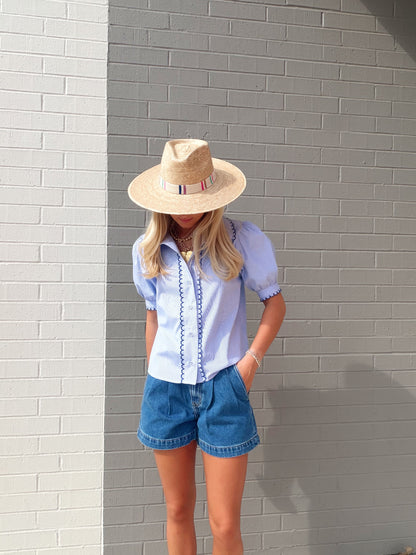 SCALLOP STRIPED SHORT SLEEVE