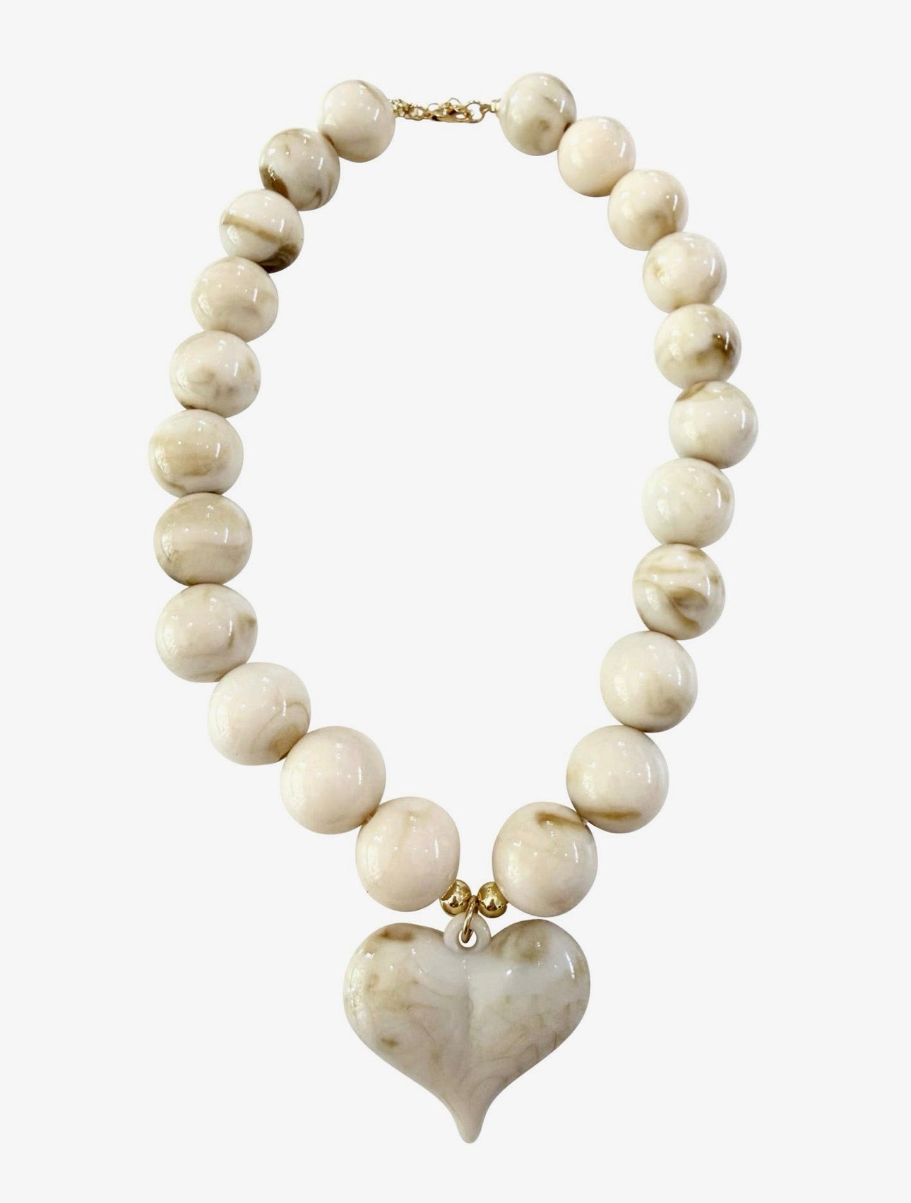 KAIDEN CHUNKY BEADED NECKLACE W/ HEART CHARM