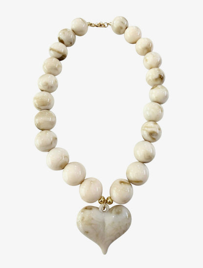 KAIDEN CHUNKY BEADED NECKLACE W/ HEART CHARM