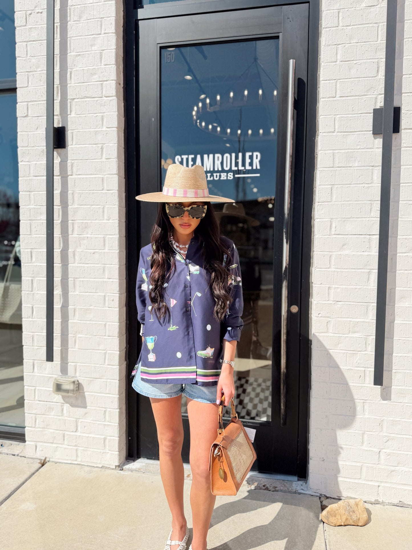 NAVY GOLF PRINT SHIRT