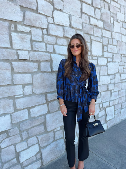 FLORAL BUTTON-UP WITH TIE BELT