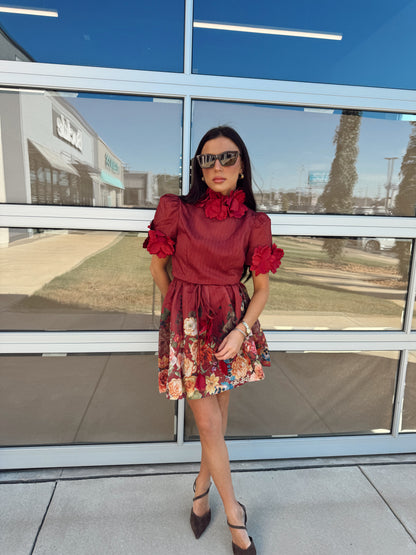 FLORAL TIE MINI DRESS