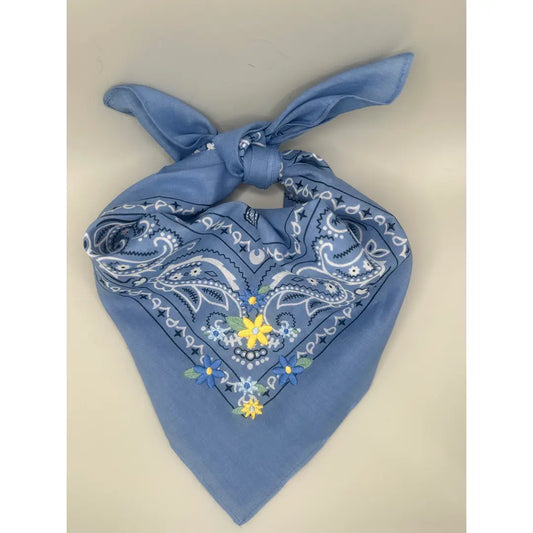 BLUE AND YELLOW FLOWER POP BANDANA