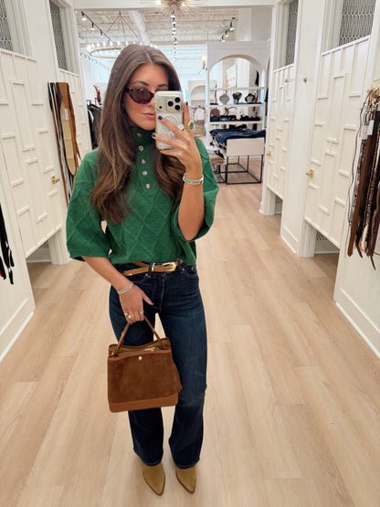 TEXTURED SHORT SLEEVE SWEATER
