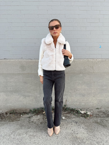 GIA CROPPED FUR SWEATER