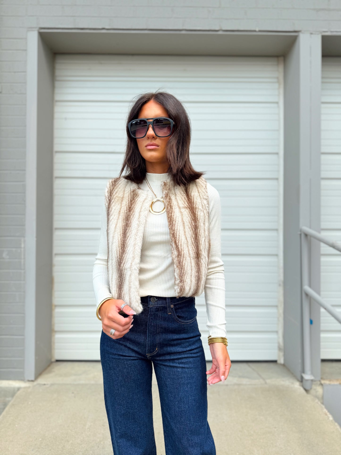 DEMI FAUX FUR CROPPED VEST