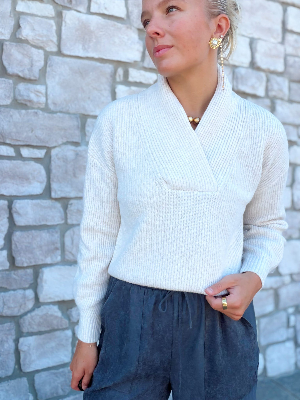QUINLAN LS SHAWL NECK PULLOVER