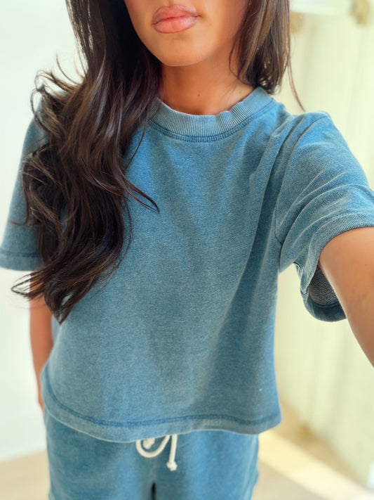 CURRAN KNIT DENIM SWEATSHIRT