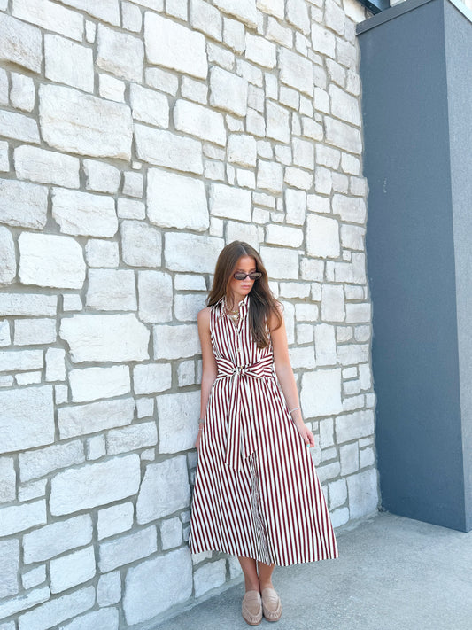 STRIPED SLEEVELESS MAXI DRESS
