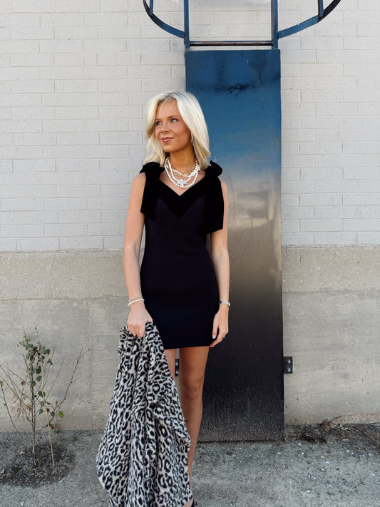 VELVET DETAIL MINI DRESS