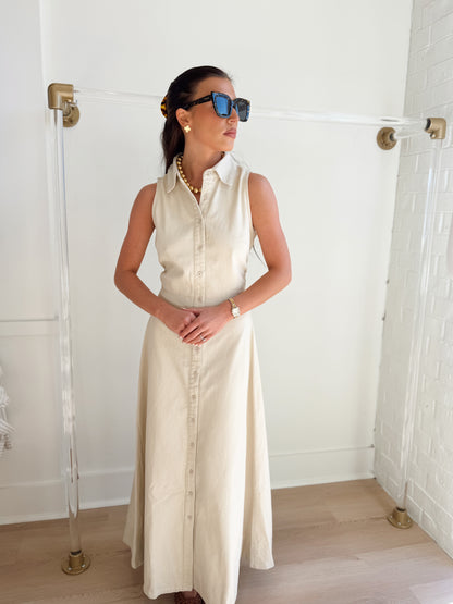 IVY SLEEVELESS BUTTON DOWN MAXI