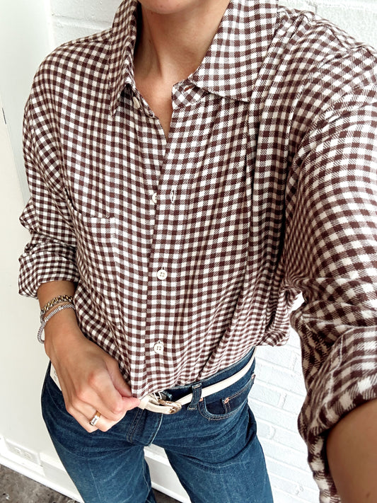 RIVER PLAID BUTTON UP