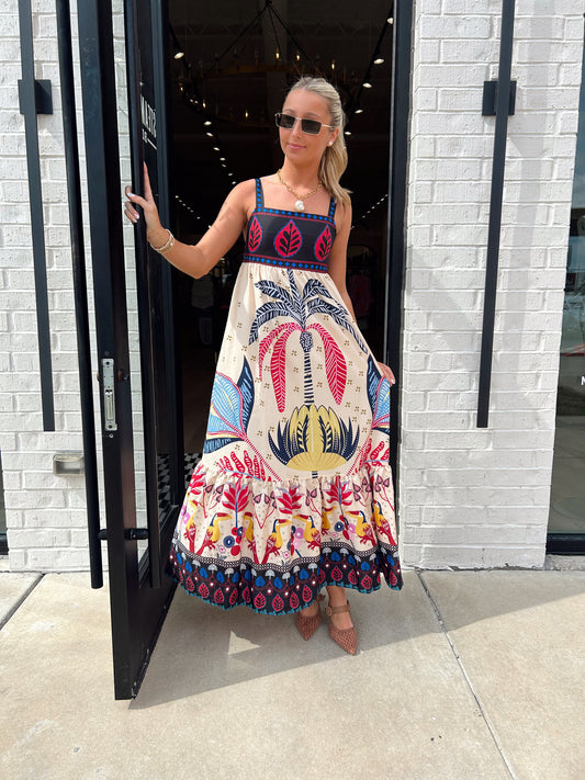 PALM DETAIL MAXI DRESS