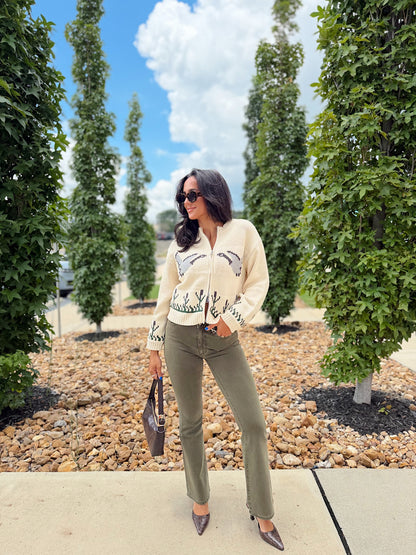 SONG BIRD ZIP SWEATER