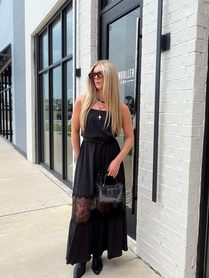 QUINN CREPE LACE MAXI DRESS
