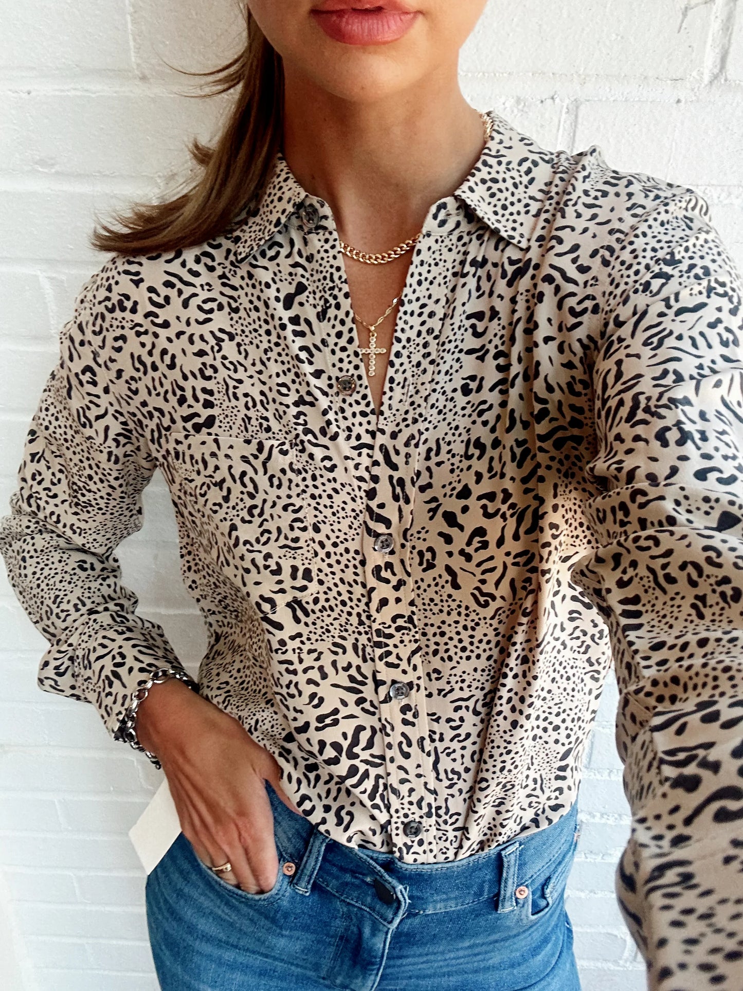 KATE CHEETAH BUTTON DOWN