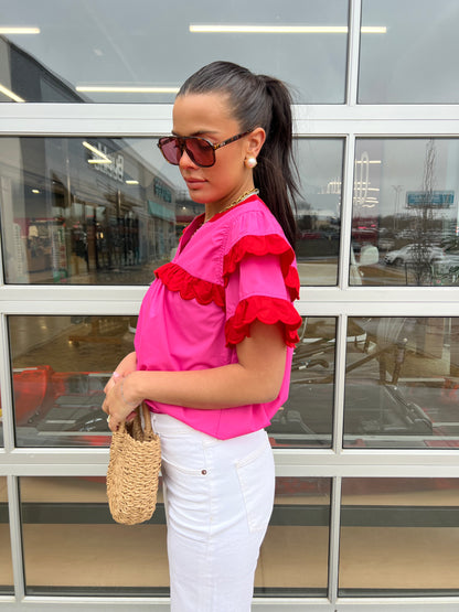 PRETTY IN PINK RUFFLE TOP