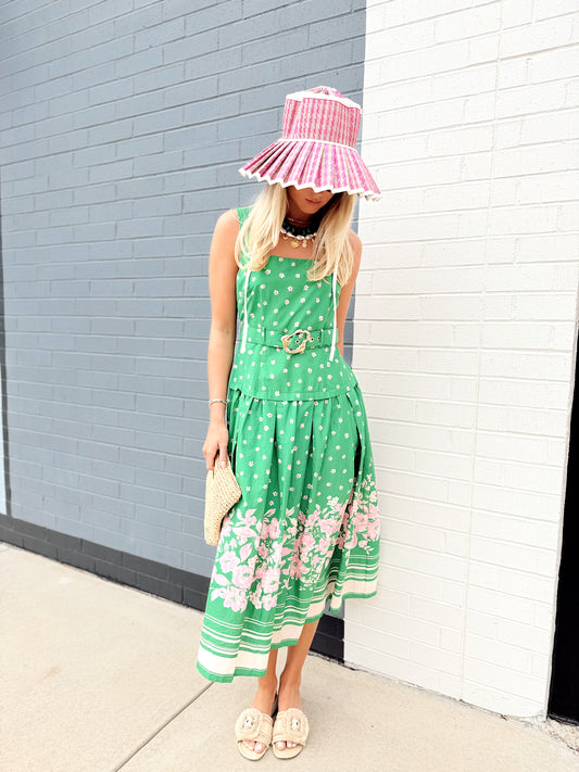 FLORAL BELTED DRESS