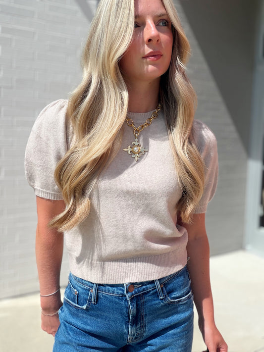 YULIA KNIT PUFF SLEEVE TOP