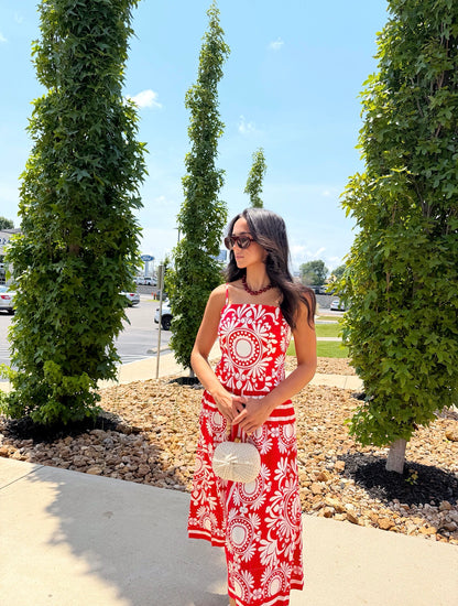 FITTED BODICE MIDI DRESS