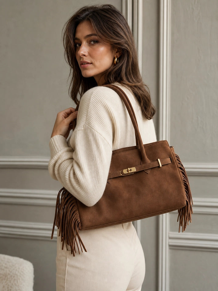 GENUINE SUEDE BAG WITH FRINGE