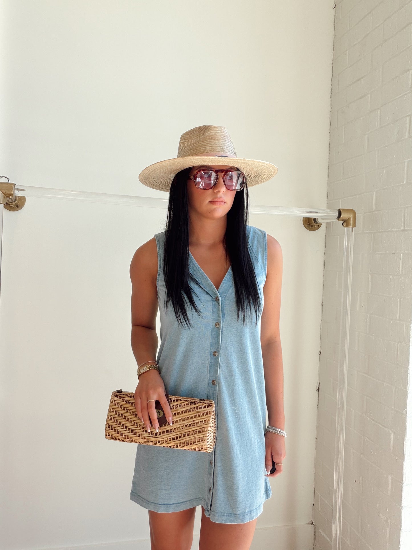 SOLACE DENIM MINI DRESS