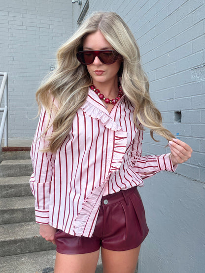 STRIPE RUFFLED SHIRT