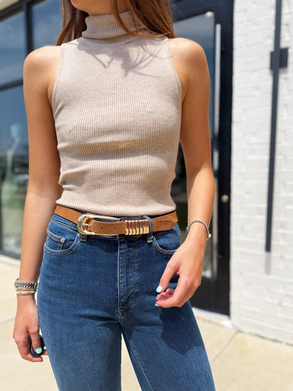 TURTLE NECK SLEEVELESS TOP