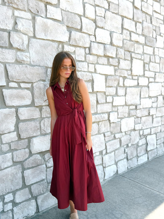 BELTED SLEEVELESS MAXI DRESS