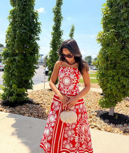 FITTED BODICE MIDI DRESS