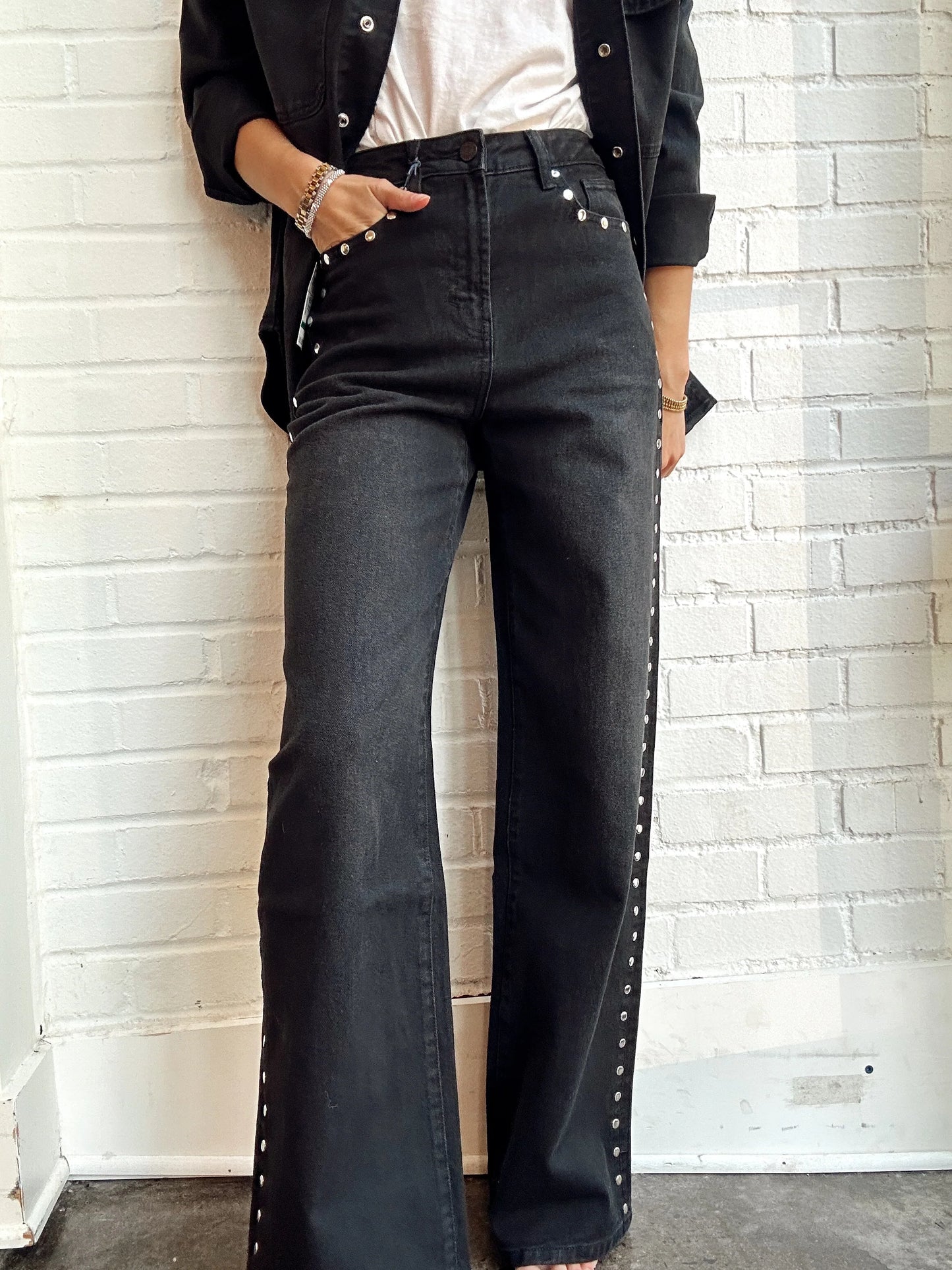 GEMMA WIDE LEG STUDDED SLOUCH