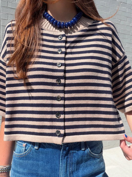 NATALIE STRIPE LOOSE KNIT TOP
