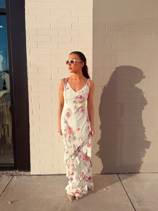 TIERED FLORAL MAXI DRESS