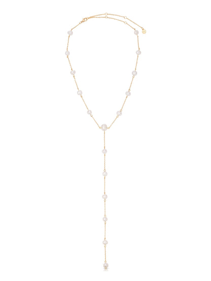 DRIPPING PEARL LARIAT NECKLACE