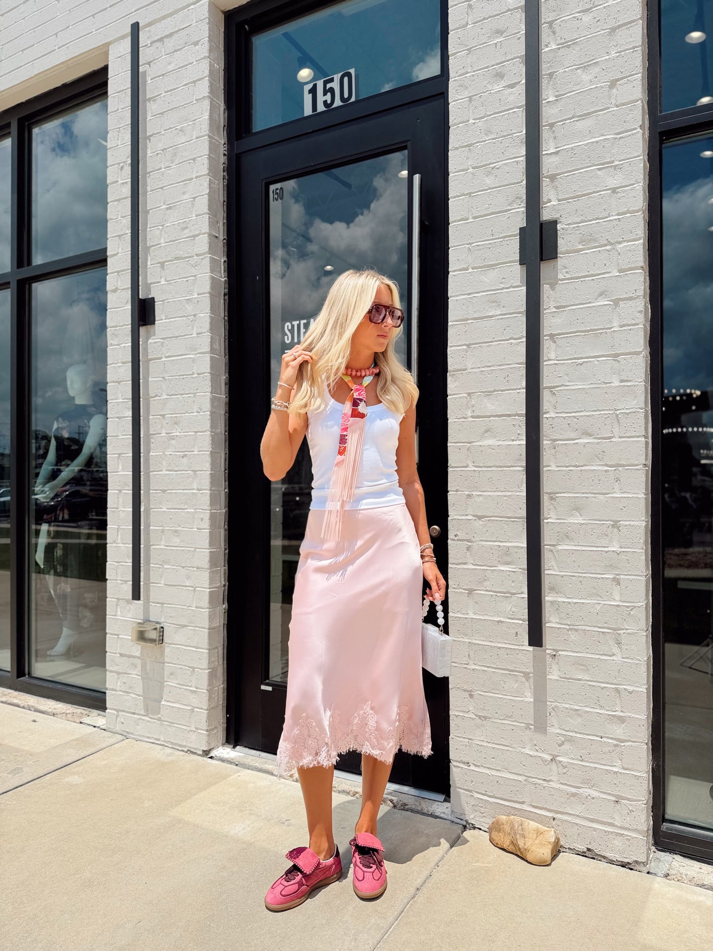 LACE TRIM MIDI SKIRT