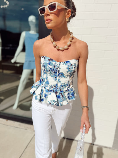 VALERIE FLORAL PEPLUM TOP