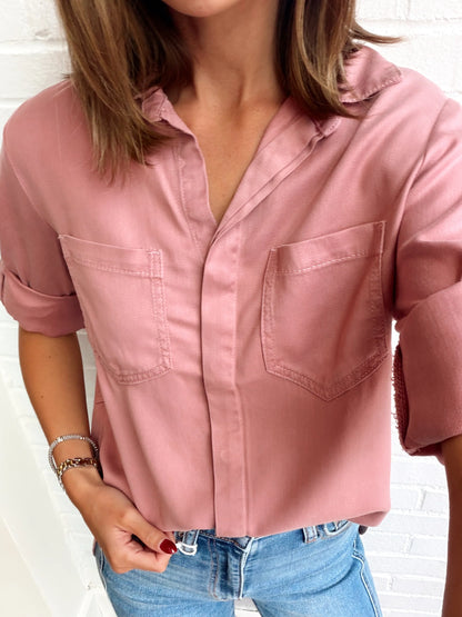 RILEY ROLL TAB SLEEVE BLOUSE