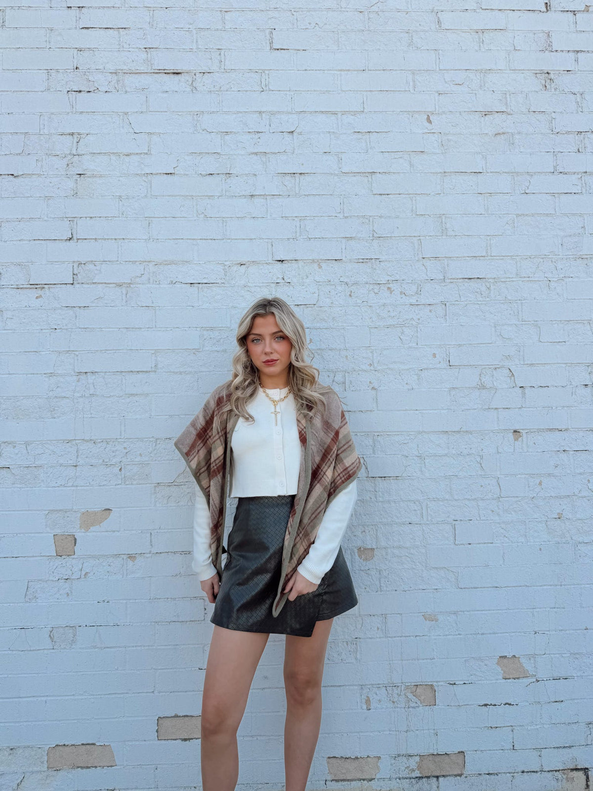 BRAIDED FAUX LEATHER SKORT