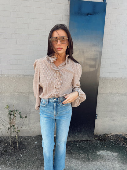 PRINTED GINGHAM TOP