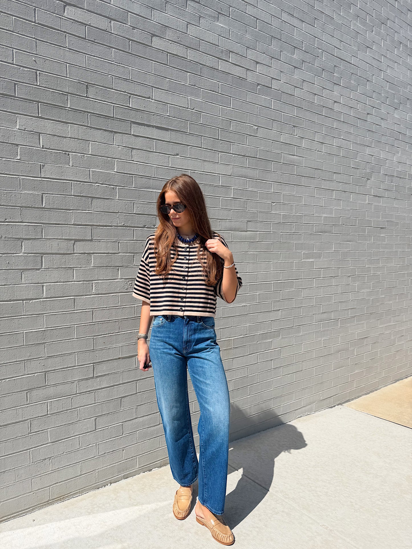 NATALIE STRIPE LOOSE KNIT TOP