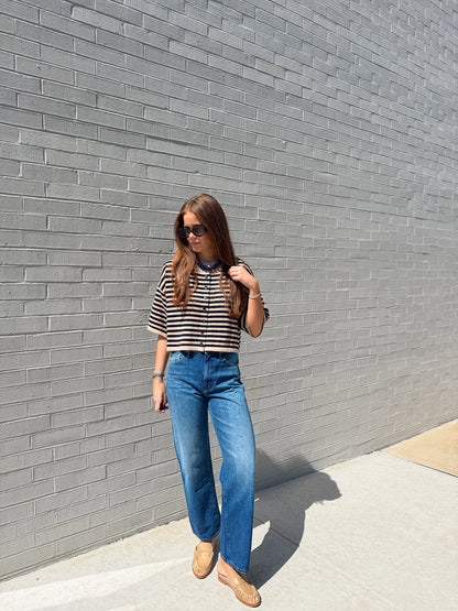 NATALIE STRIPE LOOSE KNIT TOP