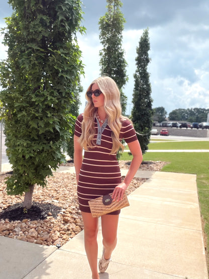 CECELIA STRIPE COLLARED DRESS