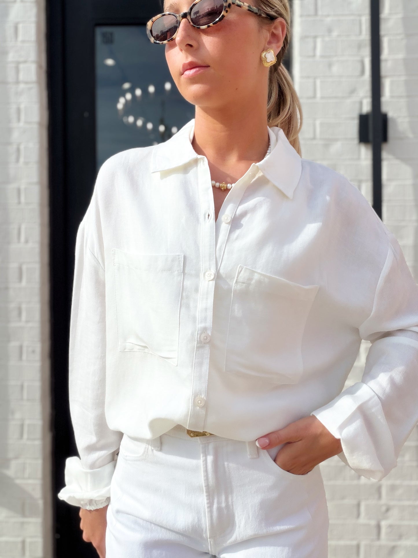 COOPER LINEN BLOUSE SLEEVE TOP