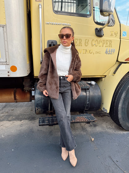 FUR HOODED JACKET