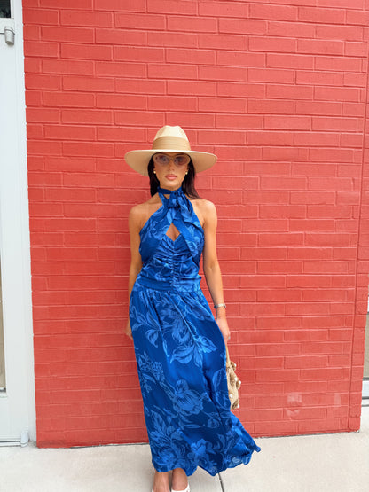 CIARA HALTER FLORAL MAXI DRESS
