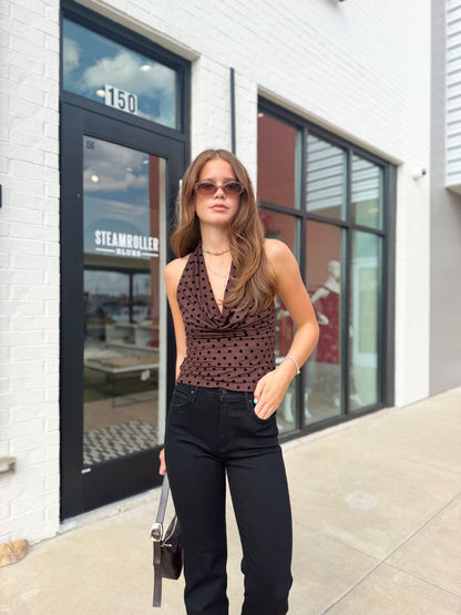KARTIE POLKA DOT HALTER TOP
