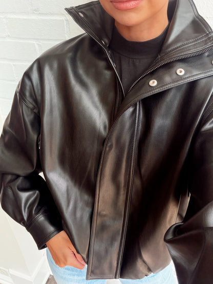 DESSA FAUX LEATHER BOMBER JKT