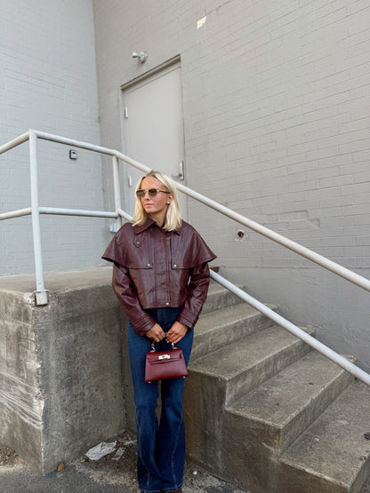 LEATHER CAPE JACKET
