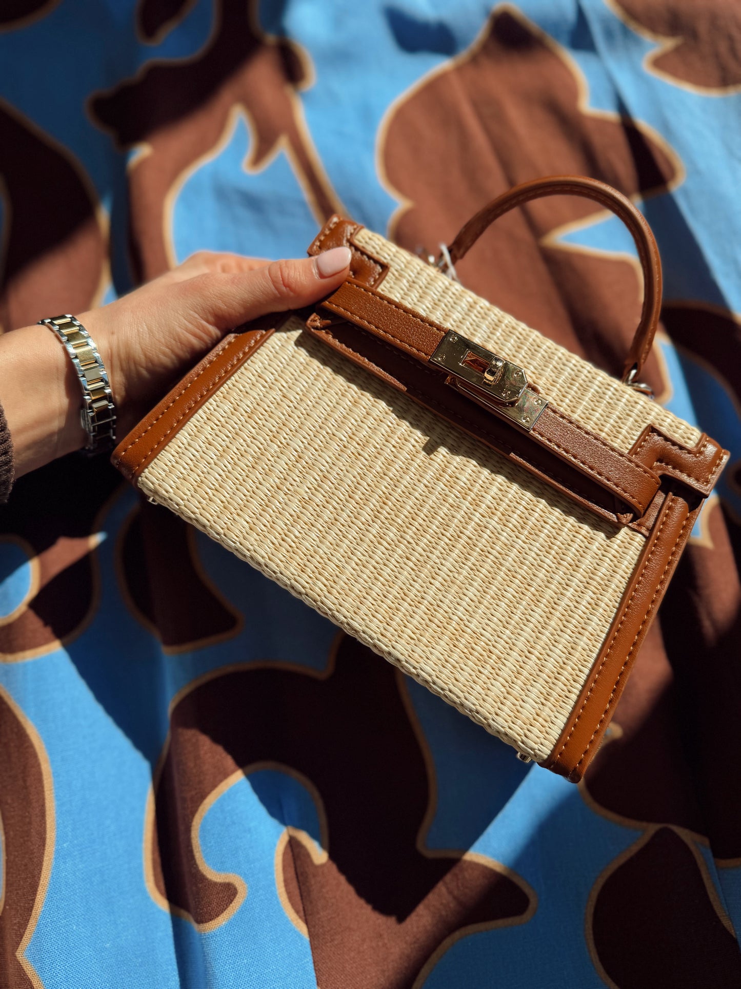 HARIETTE RAFFIA HANDLE BAG