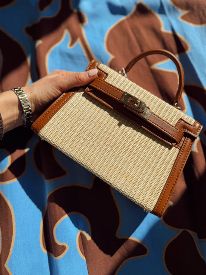 HARIETTE RAFFIA HANDLE BAG